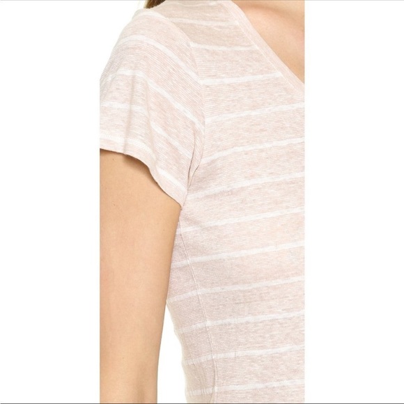 Vince Short Sleeve Scoop Neck Stripe Linen Tee - Picture 12 of 12